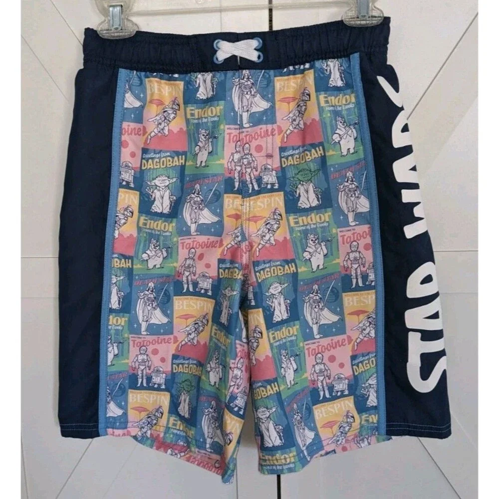 Star Wars Boys Swim Trunks 11/12 Yoda Vader Endor Board Shorts